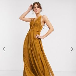 ASOS DESIGN ruched bodice soft cami maxi dress wit